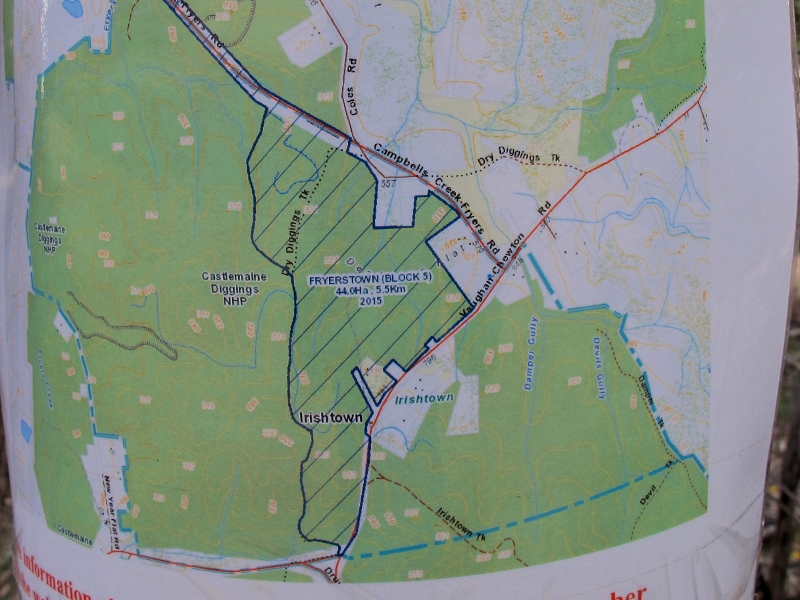 DEPI burn zone. In an Asset protection zone there is no obligation on managers to consider ecological values. In this case a plant rare in the district may have been destroyed--and the amenity of the adjacent Goldfields track impaired.
